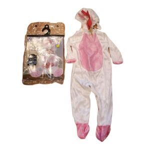InCharacter Baby Unicorn Halloween Costume Hooded Jumpsuit 12-18M Pink & White